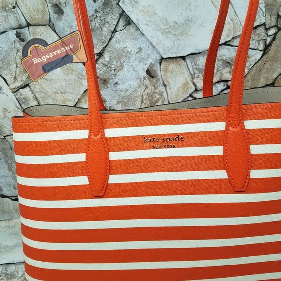 #bagsavenue FAST SHIPPING Large Tote All Day Sailing Stripe Tamarillo Kate Spade - Picture 7 of 11